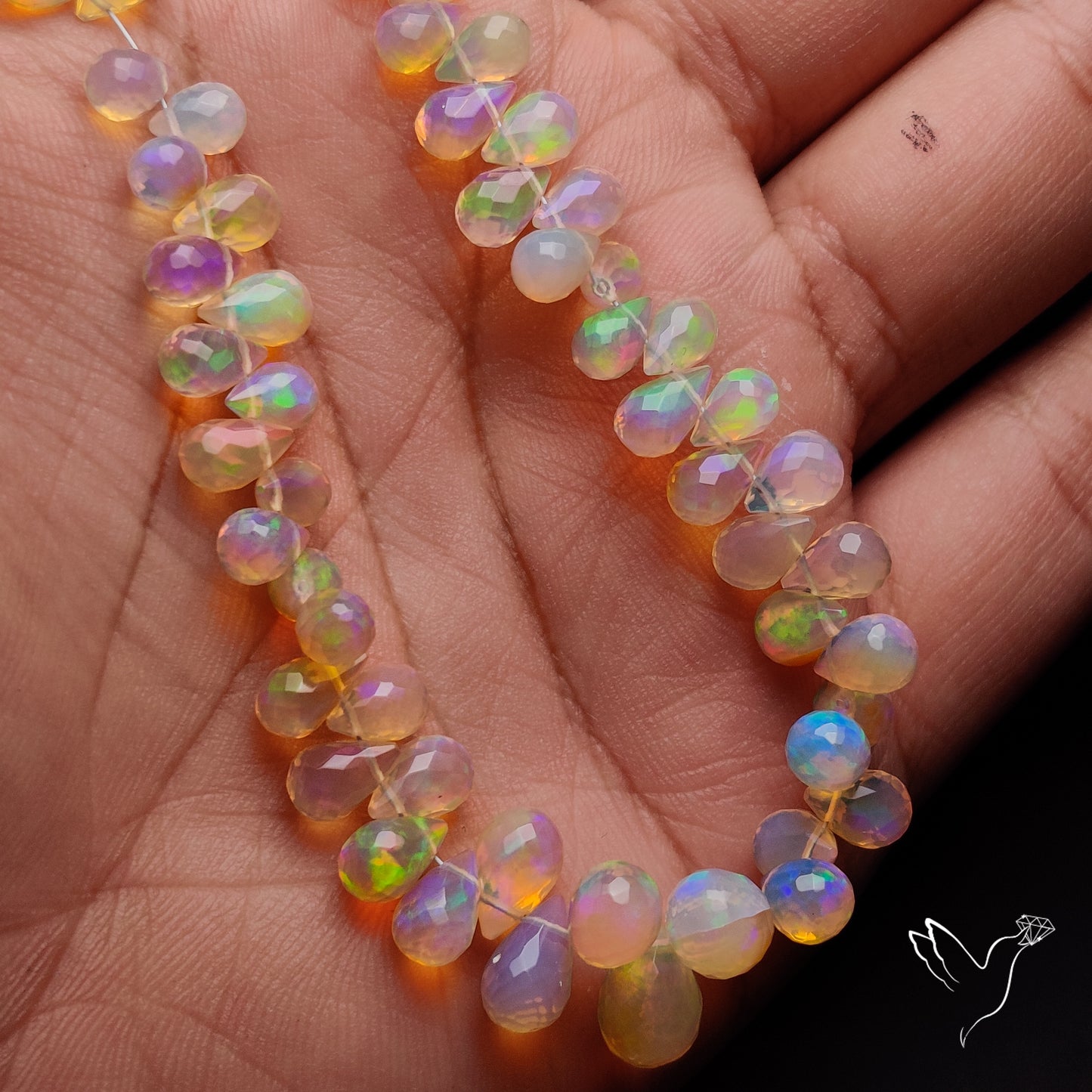 AAA Ethiopian Opal Faceted Drops Beads Line