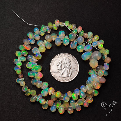 AAA Ethiopian Opal Faceted Drops Beads Line
