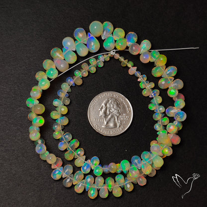 AAA Ethiopian Opal Faceted Drops Beads Line