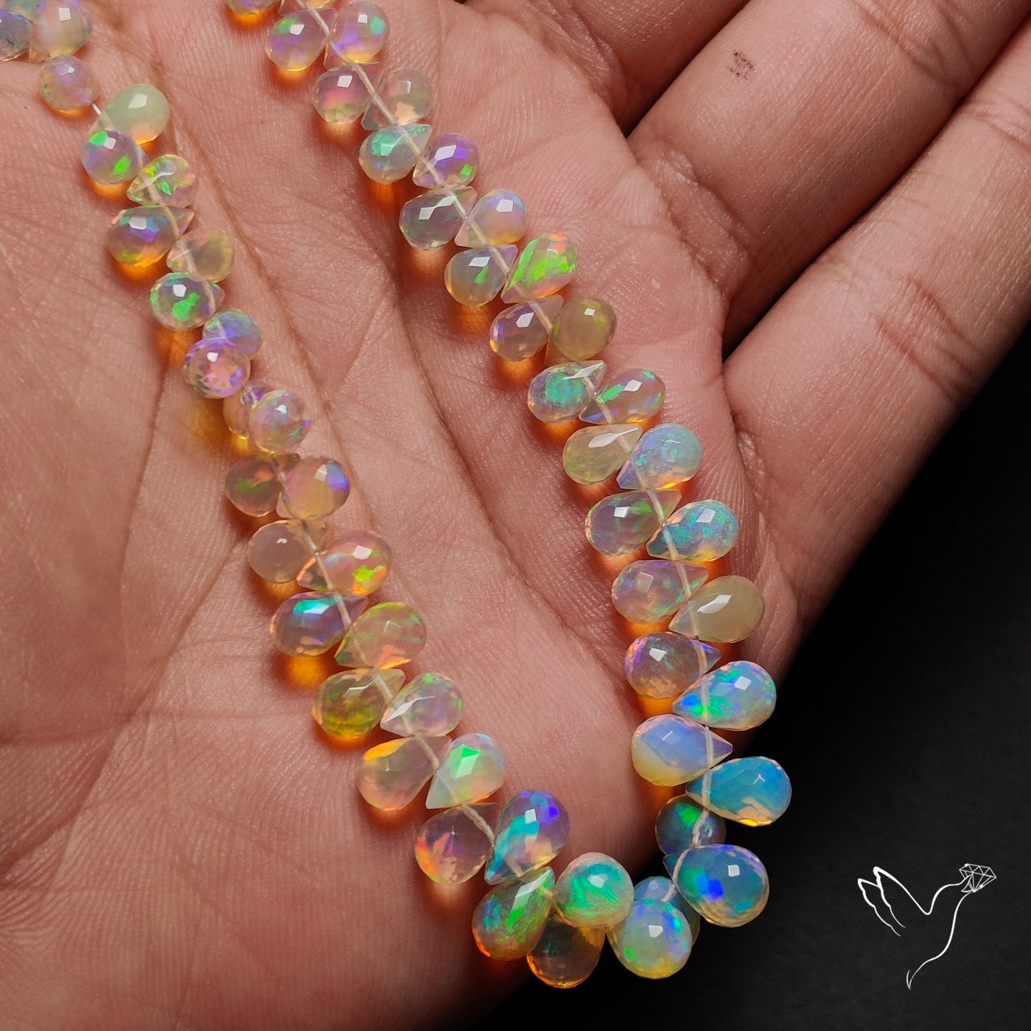 AAA Ethiopian Opal Faceted Drops Beads Line