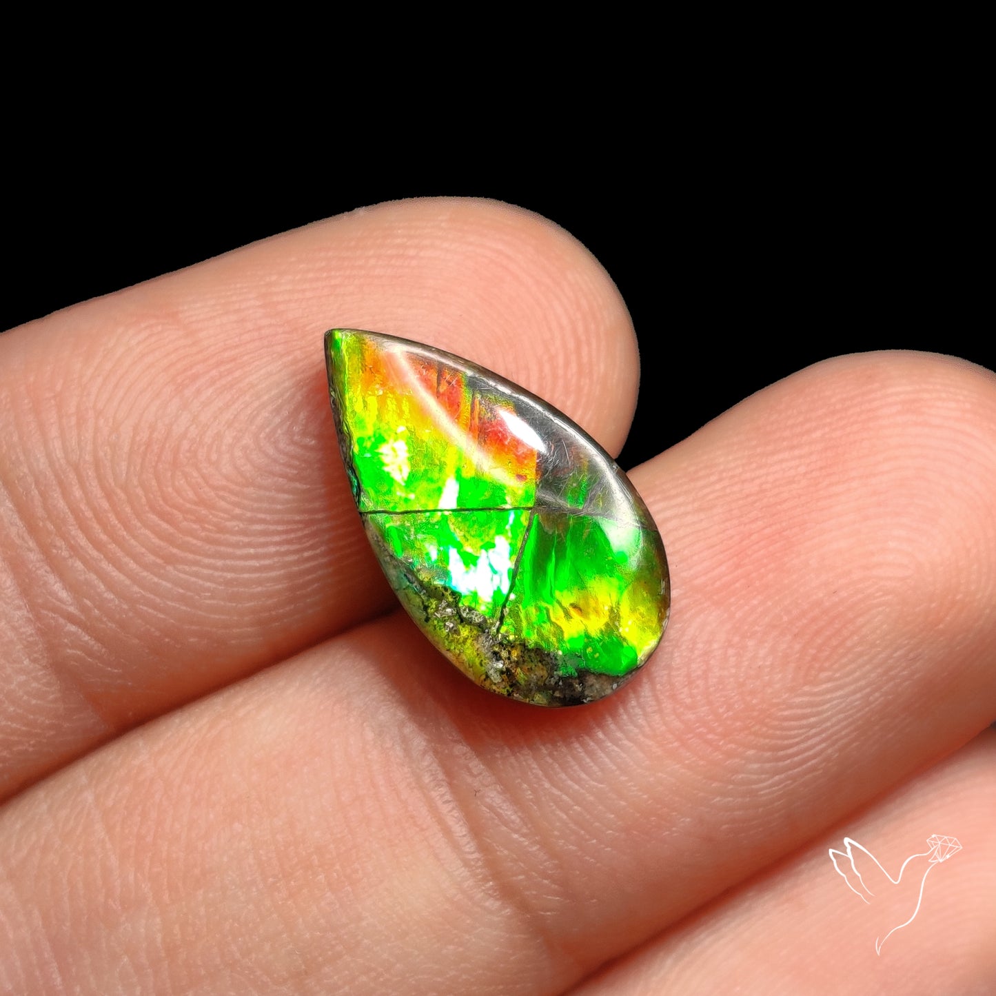 AAA Multi Flash Green Ammolite Cabochon