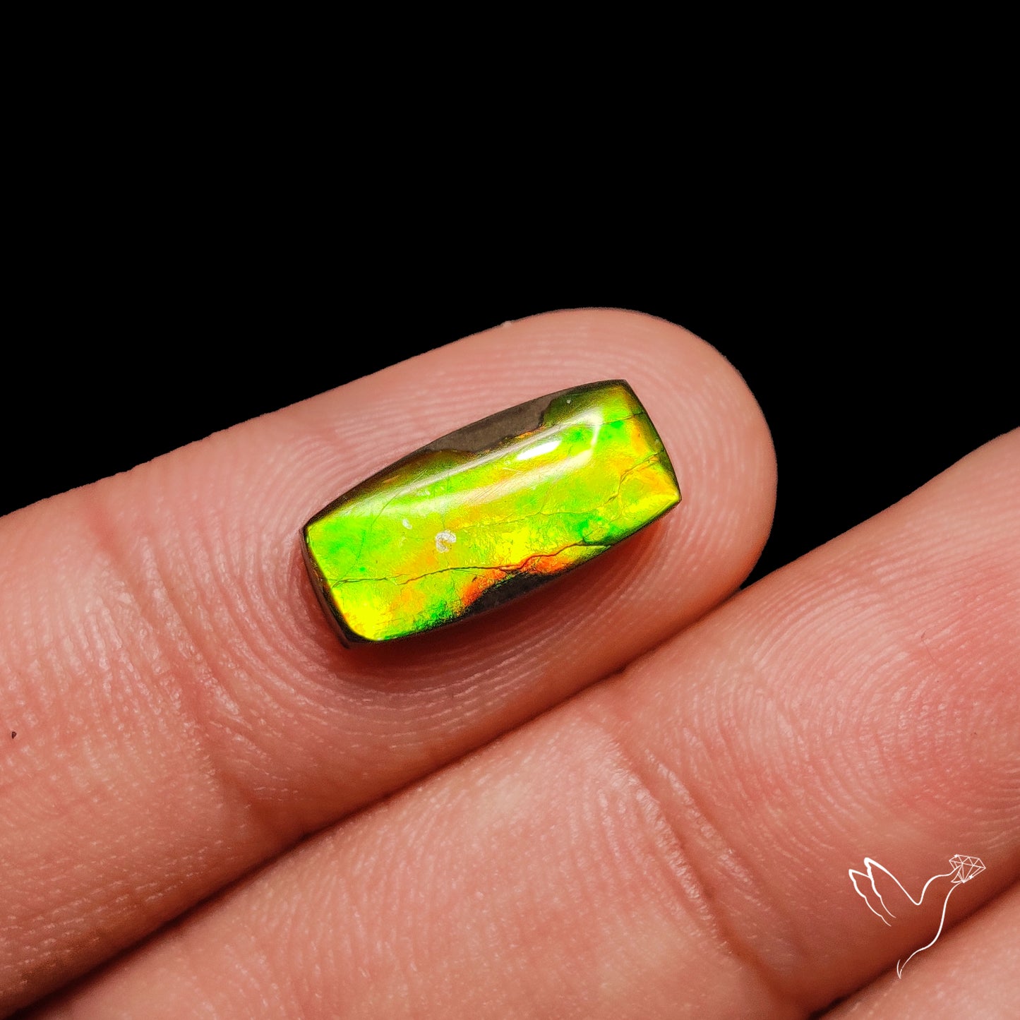 AAA Neon Green Ammolite Cabochon
