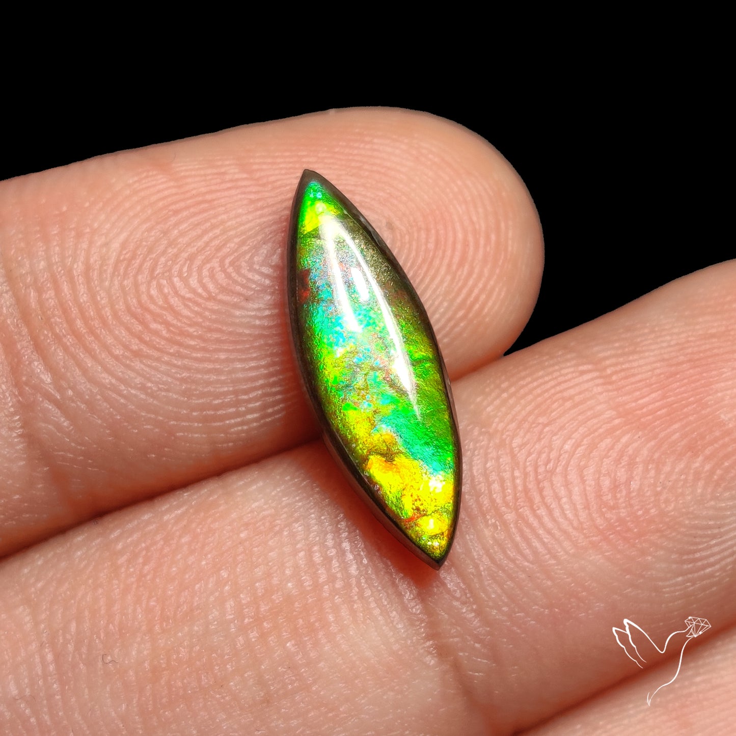 AAA Yellow Green Ammolite Cabochon