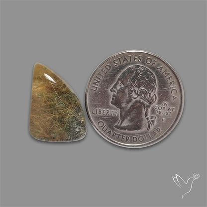 Golden Rutilated Lodolite Quartz Cabochon