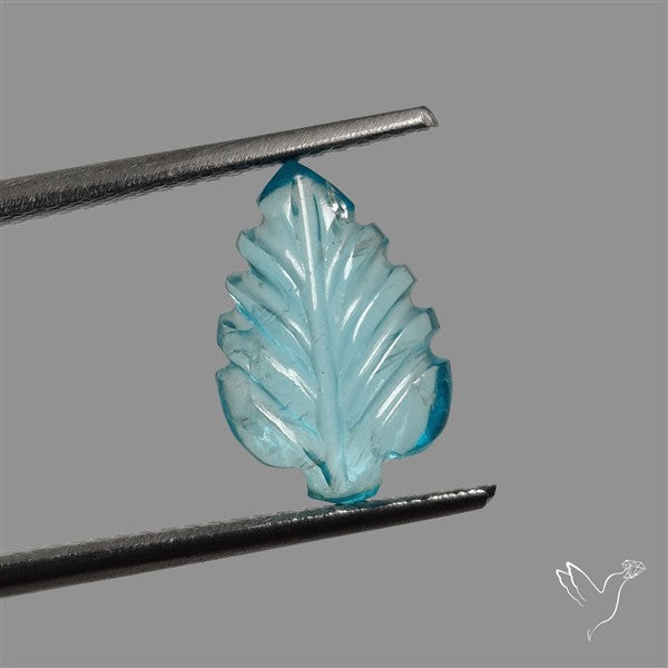 Paraiba Blue Apatite Leaf Carving
