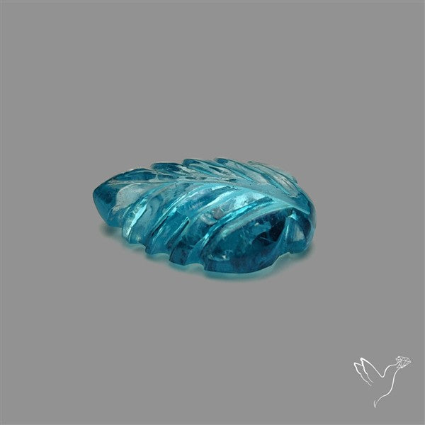 Paraiba Blue Apatite Leaf Carving