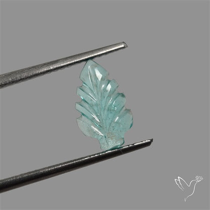Paraiba Blue Apatite Leaf Carving