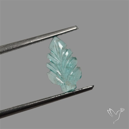 Paraiba Blue Apatite Leaf Carving