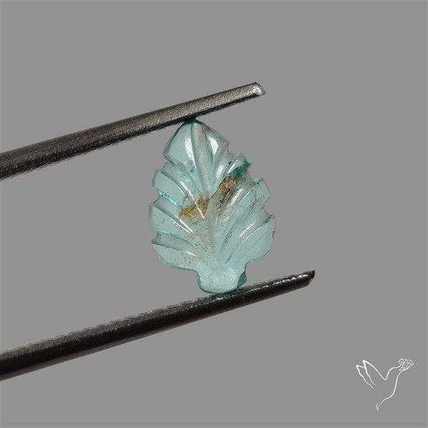 Paraiba Blue Apatite Leaf Carving