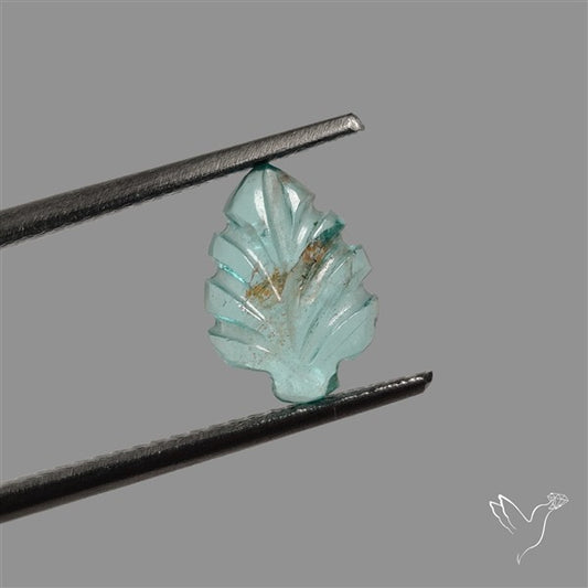 Paraiba Blue Apatite Leaf Carving