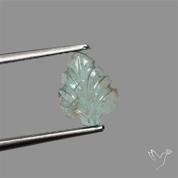 Paraiba Blue Apatite Leaf Carving