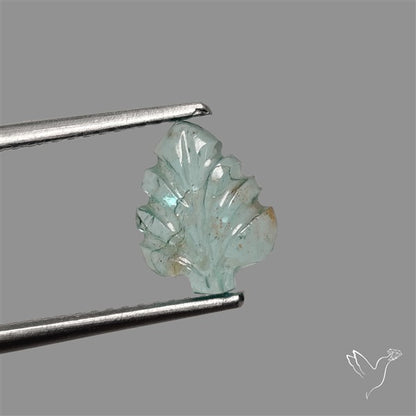 Paraiba Blue Apatite Leaf Carving