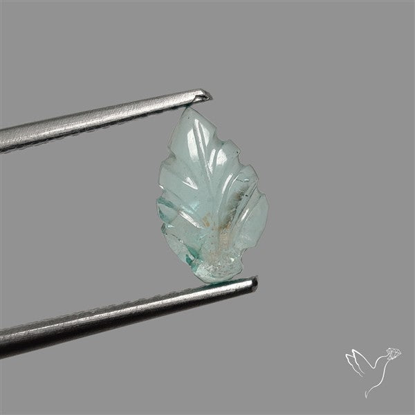 Paraiba Blue Apatite Leaf Carving