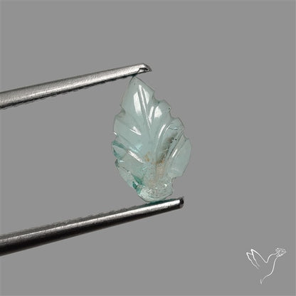 Paraiba Blue Apatite Leaf Carving