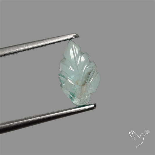Paraiba Blue Apatite Leaf Carving