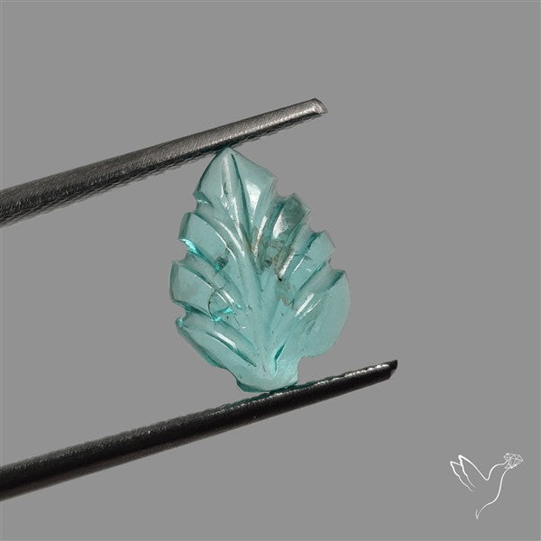 Paraiba Blue Apatite Leaf Carving