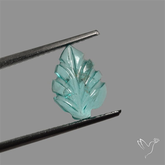 Paraiba Blue Apatite Leaf Carving