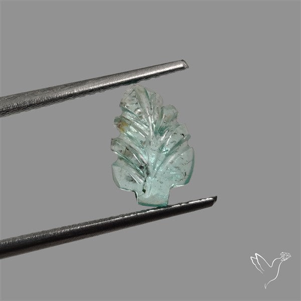 Paraiba Blue Apatite Leaf Carving