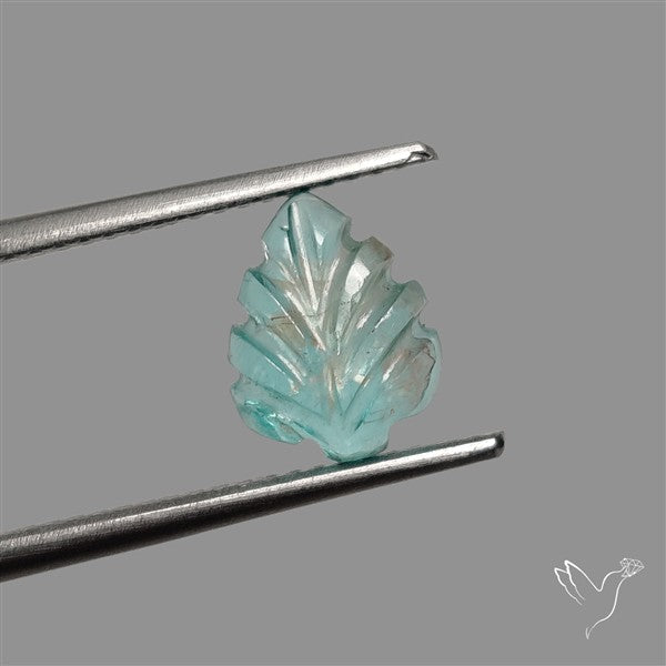 Paraiba Blue Apatite Leaf Carving