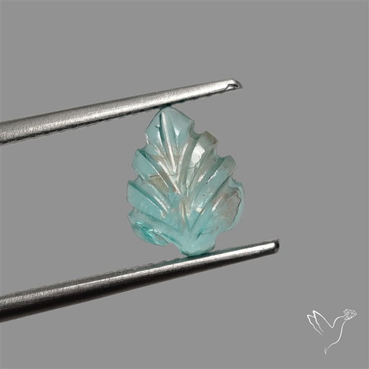 Paraiba Blue Apatite Leaf Carving