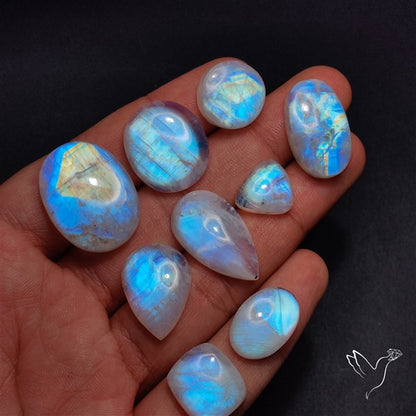 100 Grams Rainbow Moonstone Cabochons Bulk Lot