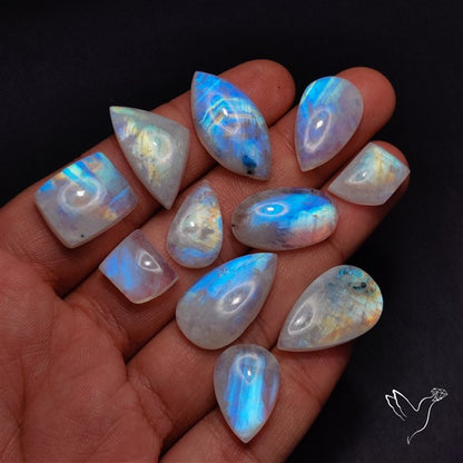 100 Grams Rainbow Moonstone Cabochons Bulk Lot