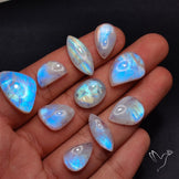 100 Grams Rainbow Moonstone Cabochons Bulk Lot
