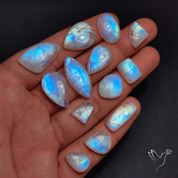100 Grams Rainbow Moonstone Cabochons Bulk Lot