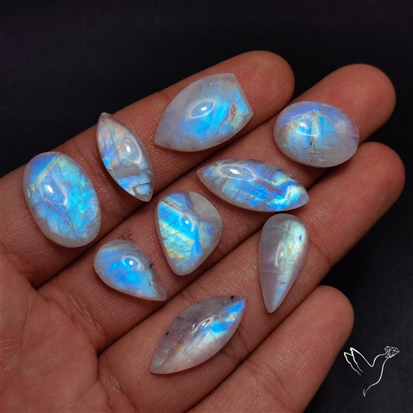 100 Grams Rainbow Moonstone Cabochons Bulk Lot