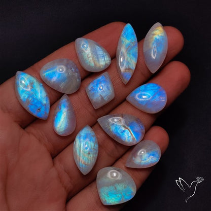 100 Grams Rainbow Moonstone Cabochons Bulk Lot