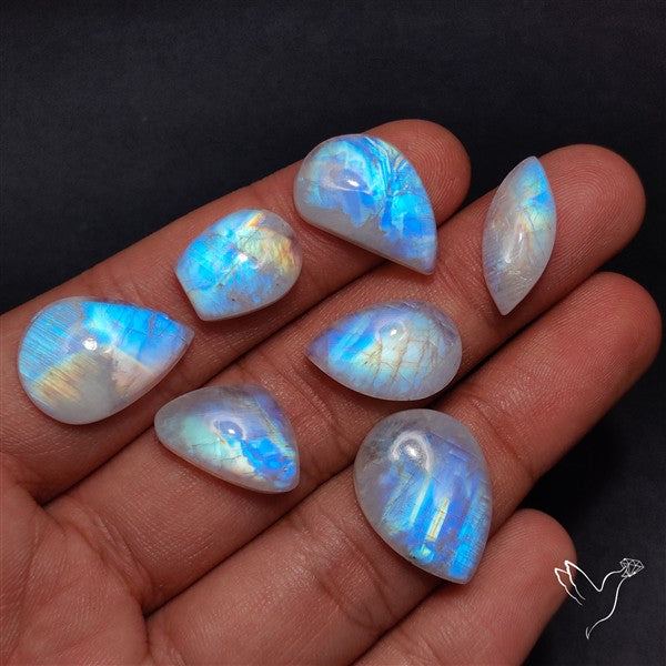 100 Grams Rainbow Moonstone Cabochons Bulk Lot