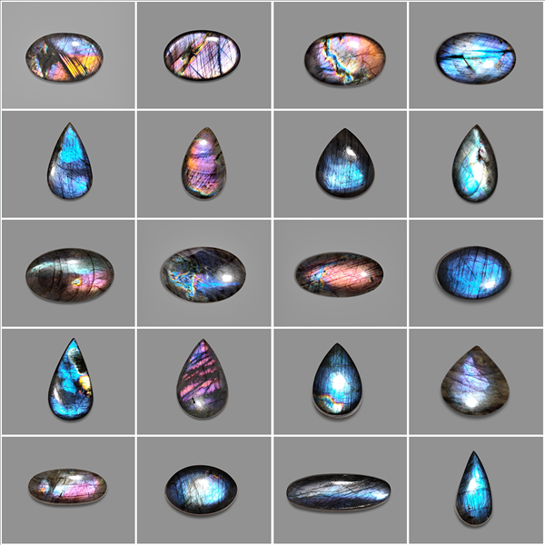 100 Grams Spectrolite Multi Color Cabochons Bulk Lot