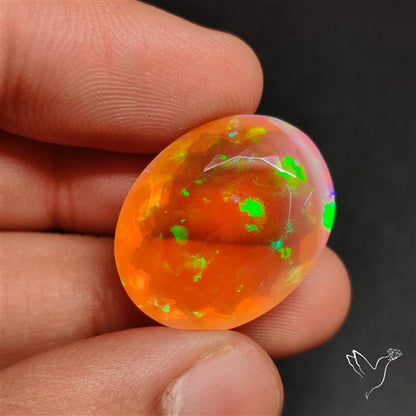 Faceted Large Ethiopian Opal Naturally Orange Gem AAA