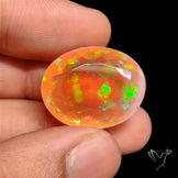 Faceted Large Ethiopian Opal Naturally Orange Gem AAA