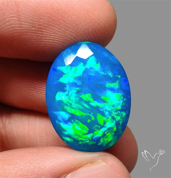 Faceted Paraiba Blue Ethiopian Opal Treated AAA