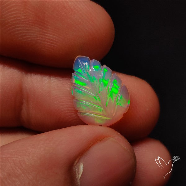 Ethiopian Welo Opal Leaf Carving