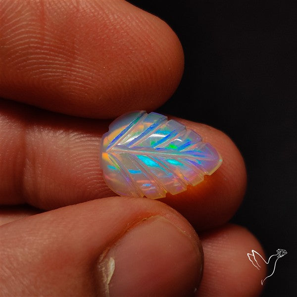 Ethiopian Welo Opal Leaf Carving