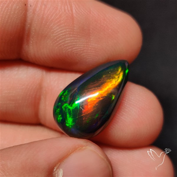 AAA Ethiopian Black Opal Cabochon Smoked