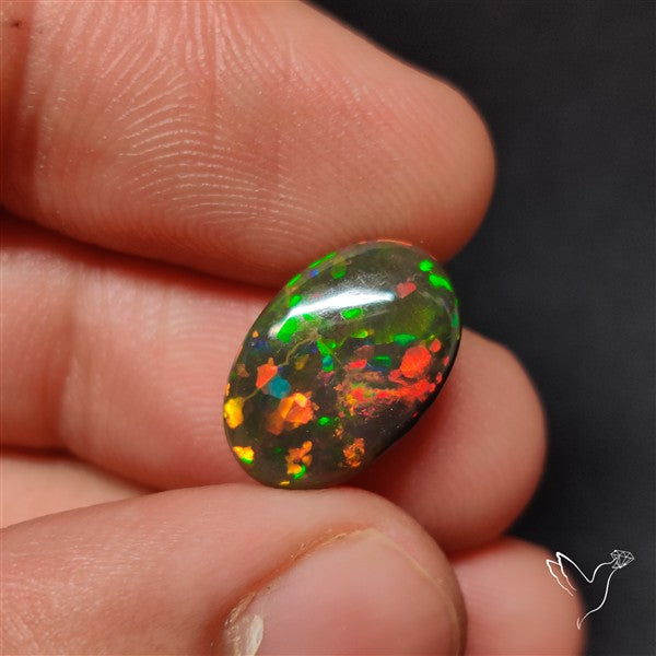 AAA Ethiopian Black Opal Cabochon Smoked