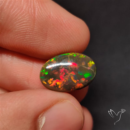 AAA Ethiopian Black Opal Cabochon Smoked