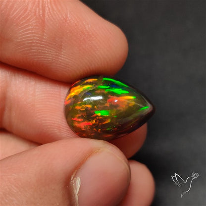 AAA Ethiopian Black Opal Cabochon Smoked