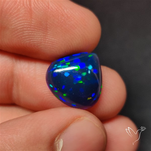 AAA Ethiopian Black Opal Cabochon Smoked Natural Blue Sheen