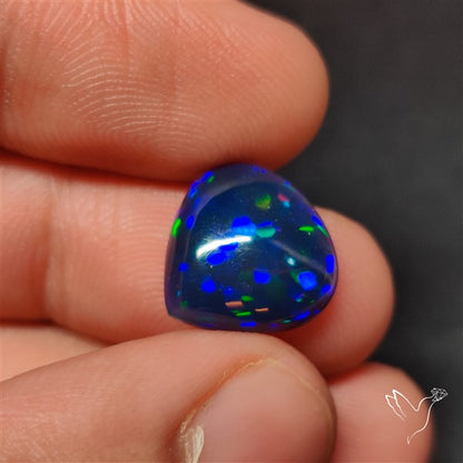 AAA Ethiopian Black Opal Cabochon Smoked Natural Blue Sheen