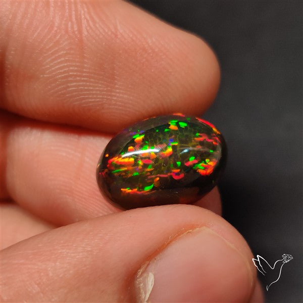 AAA Ethiopian Black Opal Cabochon Smoked