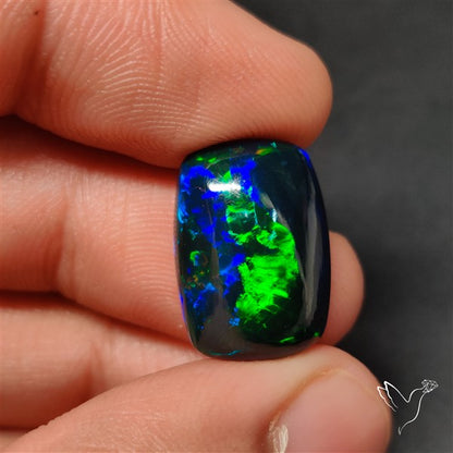 AAA Ethiopian Black Opal Cabochon Smoked Natural Blue Sheen