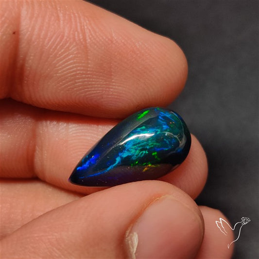 AAA Ethiopian Black Opal Cabochon Smoked Natural Blue Sheen