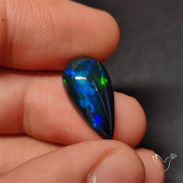 AAA Ethiopian Black Opal Cabochon Smoked Natural Blue Sheen