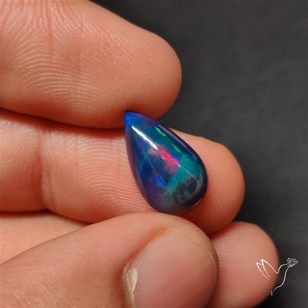 AAA Ethiopian Black Opal Cabochon Smoked Natural Blue Sheen