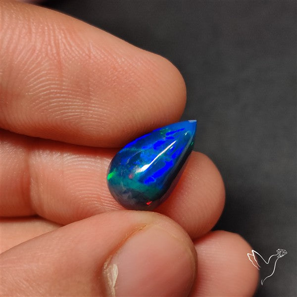 AAA Ethiopian Black Opal Cabochon Smoked Natural Blue Sheen