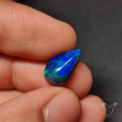 AAA Ethiopian Black Opal Cabochon Smoked Natural Blue Sheen